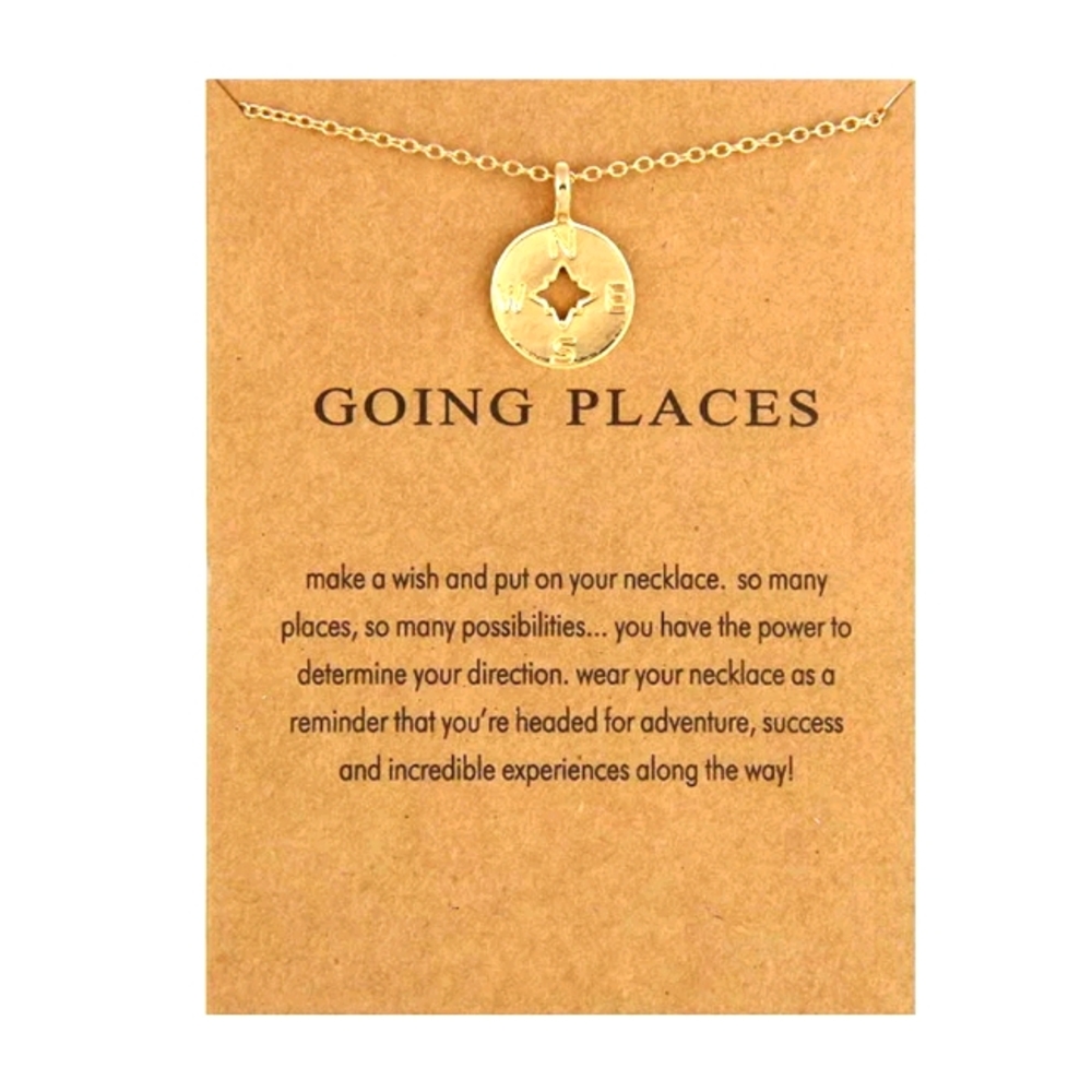 NEW Gold Compass Charm Pendant Choker Necklace